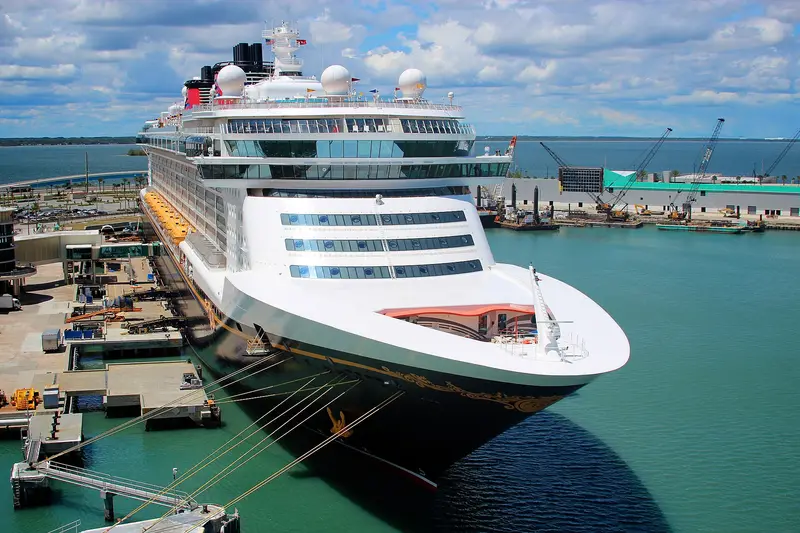 A cruise ship at its terminal in Port Canaveral